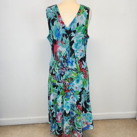 Dressbarn Floral Maxi Dress Size 22W Multicolor Chiffon Flowy Lined Sleeveless - Picture 2 of 11
